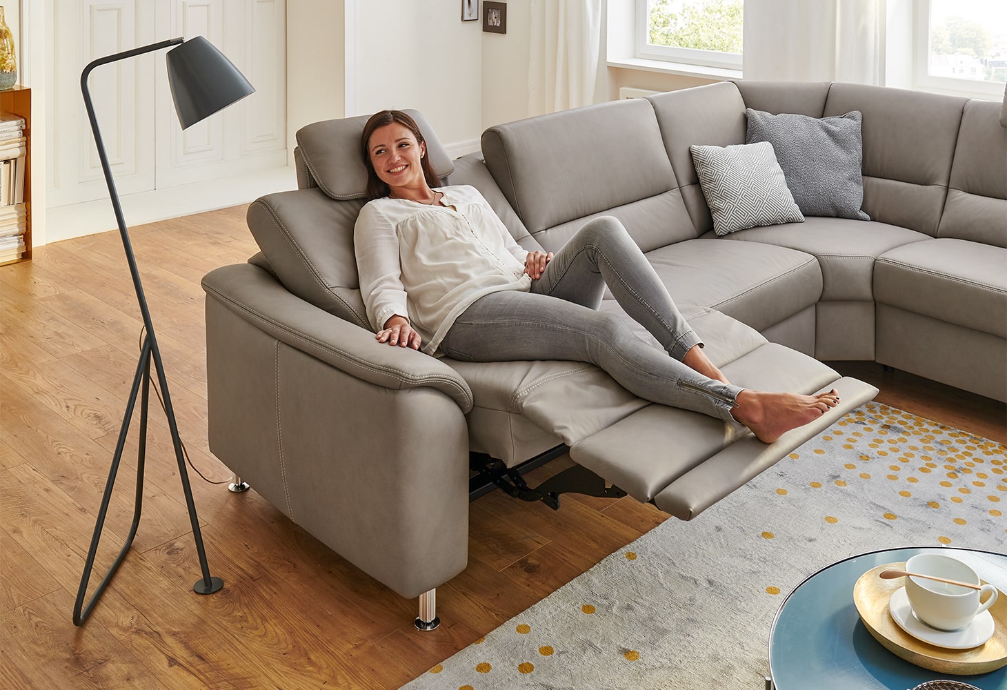MÖBELSCHAU Ecksofa Leder Rodeo Charcoal