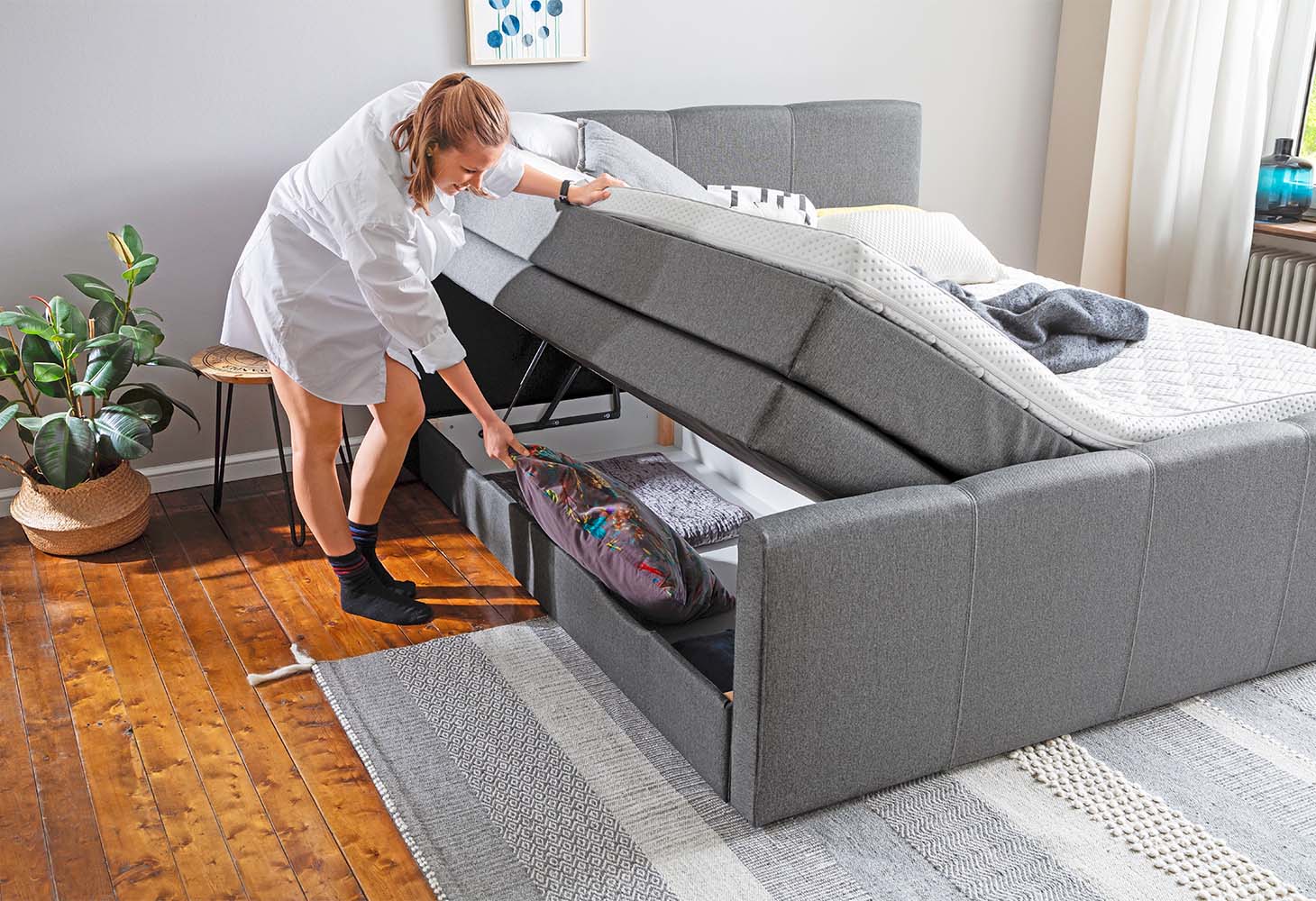 MÖBELSCHAU Boxspringbett anthrazit