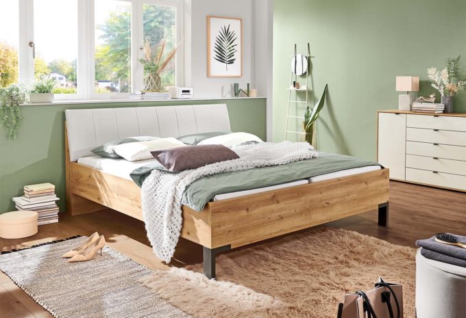 MÖBELSCHAU Komfortbett eiche Bianco Nachbildung