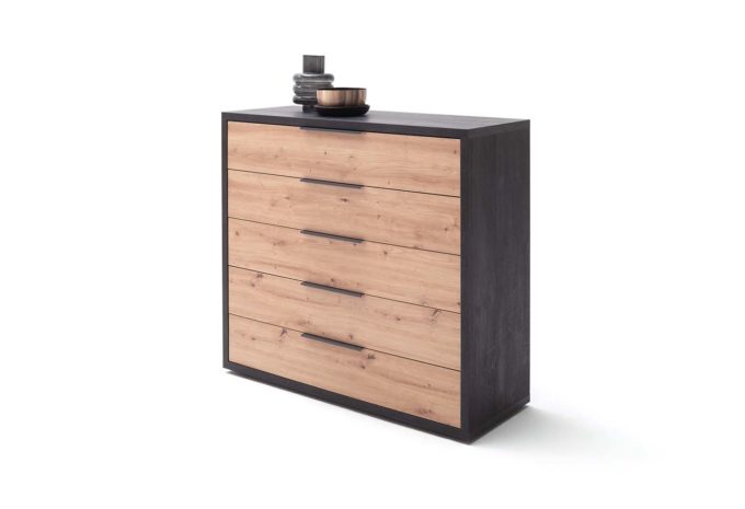 MÖBELSCHAU Kommode flamed wood black
