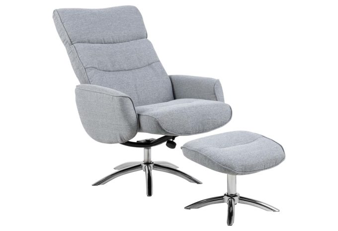 MÖBELSCHAU Relaxsessel Hellgrau verstellbar