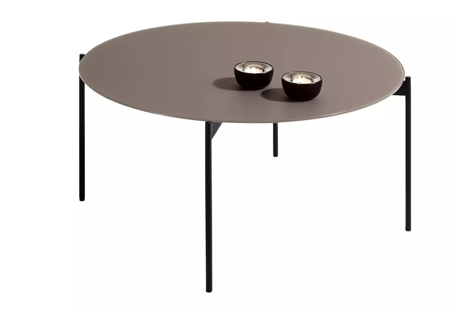 MÖBELSCHAU Couchtisch rund, Metall antik matt