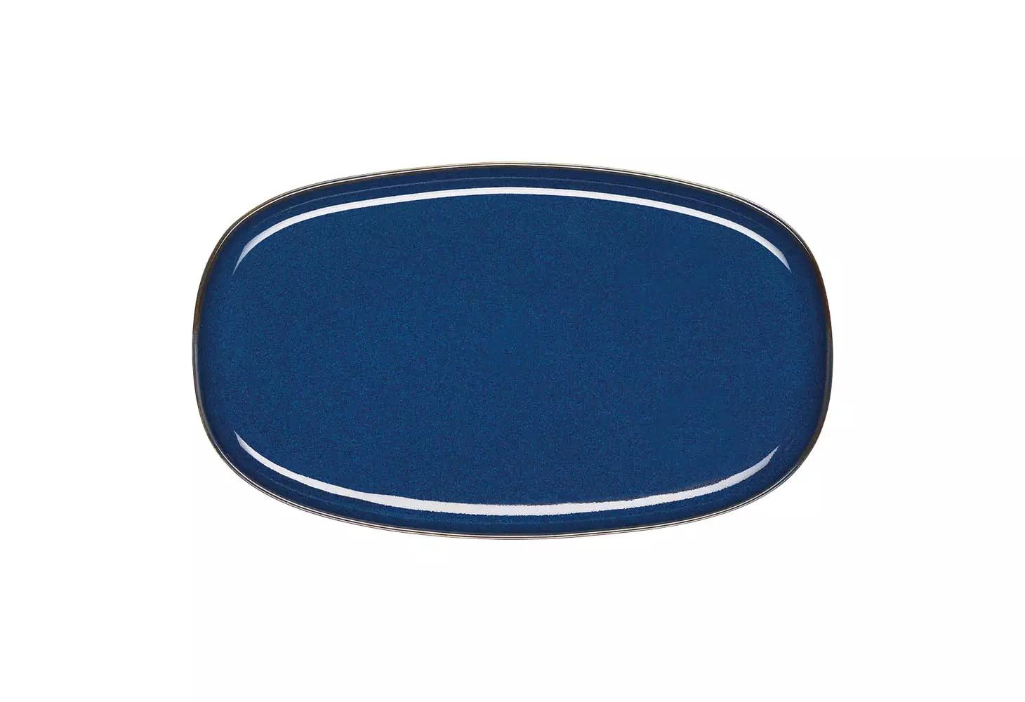 MÖBELSCHAU Platte Steingut blau glänzend