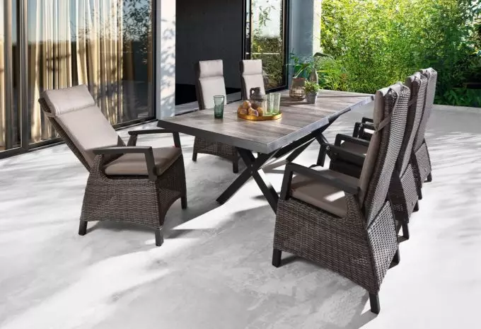 MÖBELSCHAU Gartentisch Aluminium anthrazit matt