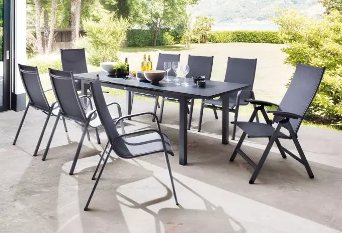 MÖBELSCHAU Gartenstühle Klappsessel graphit matt
