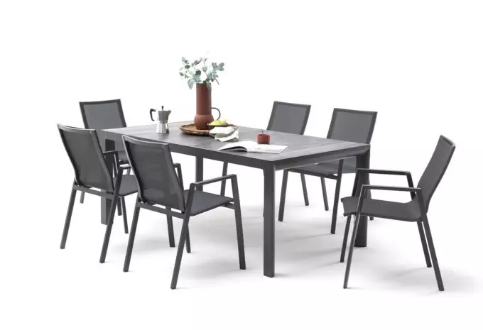 MÖBELSCHAU Gartentisch Aluminium anthrazit matt