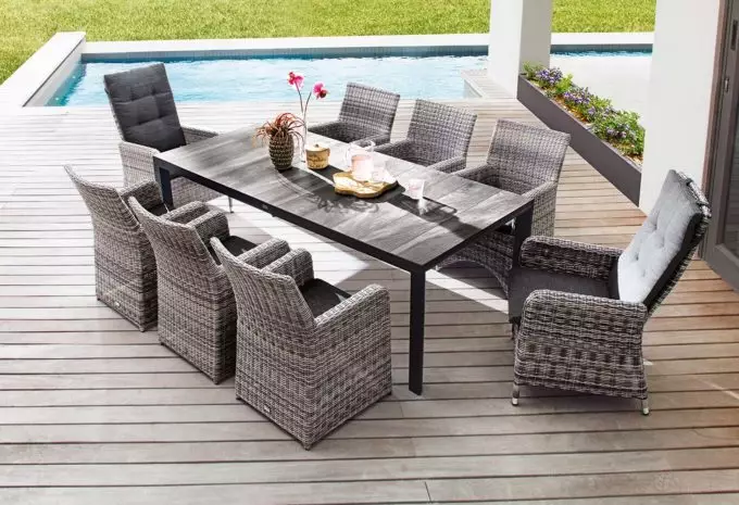 MÖBELSCHAU Gartentisch Aluminium dunkelgrau