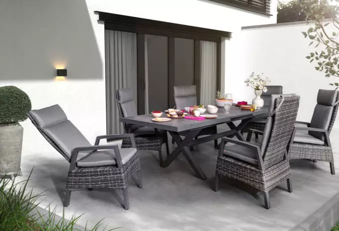 MÖBELSCHAU Gartentisch Aluminium anthrazit matt