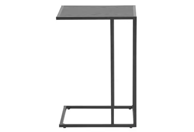 MÖBELSCHAU Beistelltisch Metall schwarz lackiert, Esche schwarz Nachbildung