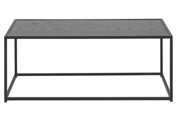 MÖBELSCHAU Beistelltisch Metall schwarz lackiert, Esche schwarz Nachbildung
