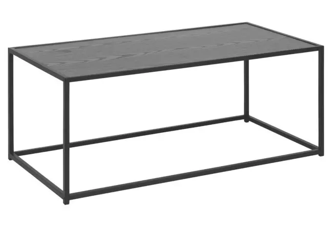 MÖBELSCHAU Beistelltisch Metall schwarz lackiert, Esche schwarz Nachbildung